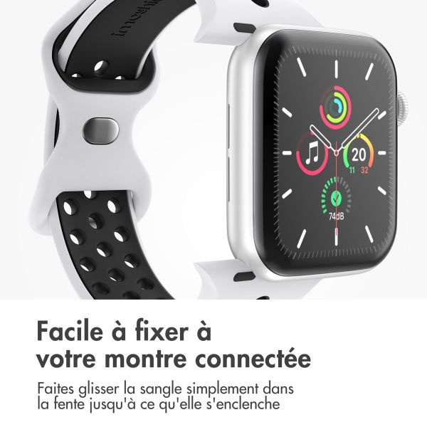 imoshion Bracelet sport⁺ Apple Watch Series 1 á 11 / SE / Ultra (44/45/46/49 mm) - Taille M/L - Pure Platinum & Black