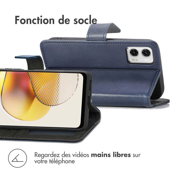 imoshion Étui de téléphone portefeuille Luxe Motorola Moto G73 - Bleu foncé