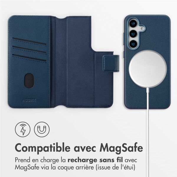 Accezz Étui de téléphone portefeuille en cuir 2-en-1 avec MagSafe Samsung Galaxy S25 - Nightfall Blue