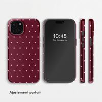 Selencia Coque arrière Vivid Apple iPhone 15 - Happy Dots Burgundy