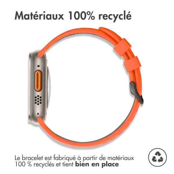 imoshion ﻿Boucle de bracelet de sport en silicone Apple Watch Series 1 á 10 / SE / Ultra (2) (44/45/46/49 mm) - Orange / Noir