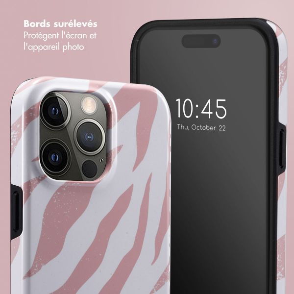 Selencia Coque arrière Vivid Apple iPhone 15 Pro Max - Colorful Zebra Old Pink