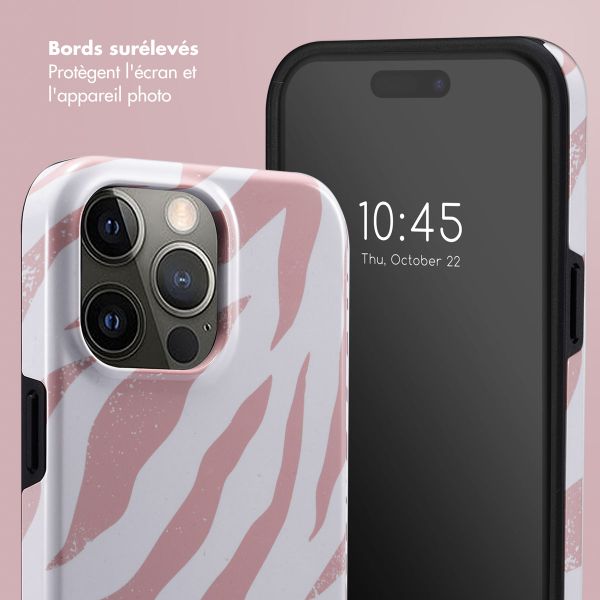 Selencia Coque arrière Vivid Tough iPhone 15 Pro Max - Colorful Zebra Old Pink