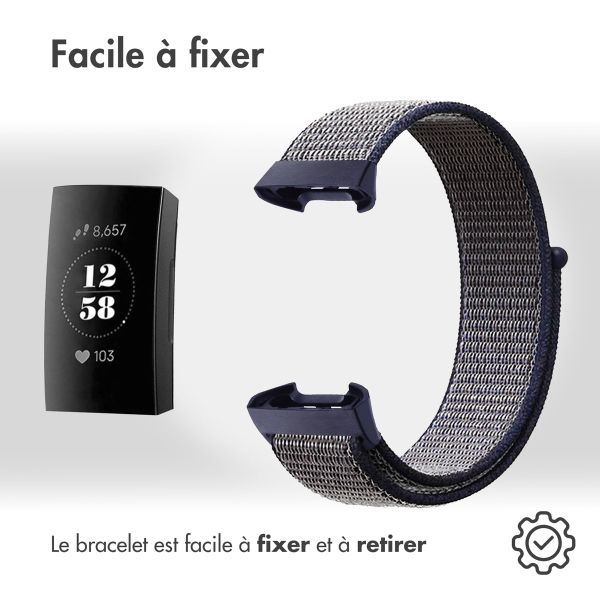 imoshion Bracelet en nylon Fitbit Charge 3 / 4 - Bleu foncé