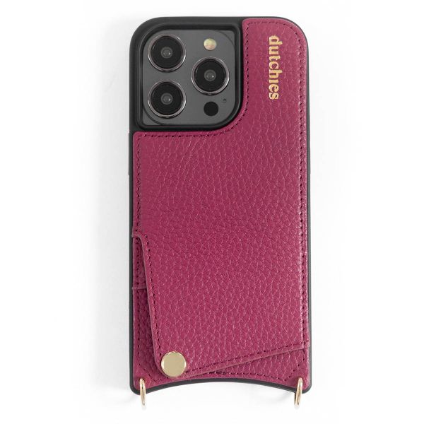 Dutchies Coque avec porte-cartes iPhone 16 - Cordon de téléphone non inclus - Ruby