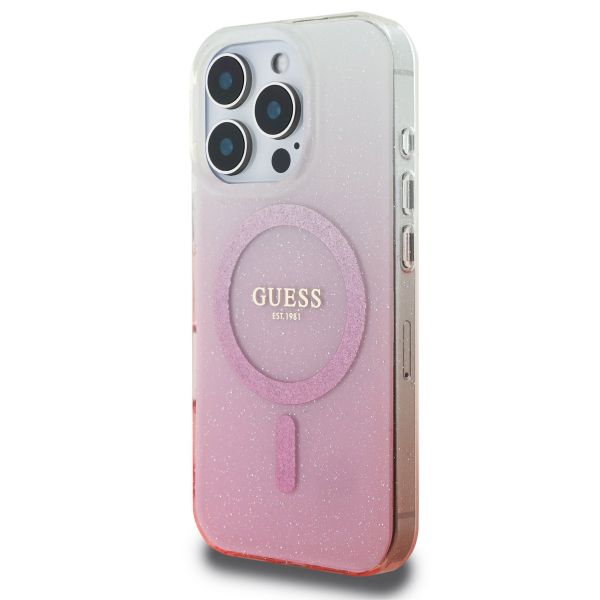 Guess Coque MagSafe IML Glitter Gradient Apple iPhone 16 Pro Max - Pink