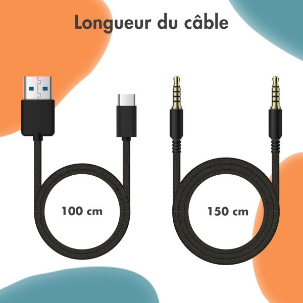 imoshion Casque sans fil pour enfants Dino LED Light - Limiteur de décibels - Avec câble AUX - Petrol Green / Orange