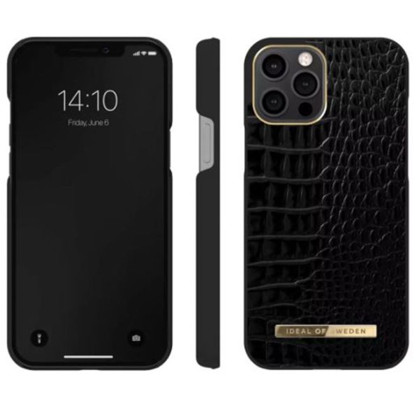 iDeal of Sweden Coque Atelier iPhone 12 (Pro) - Neo Noir Croco