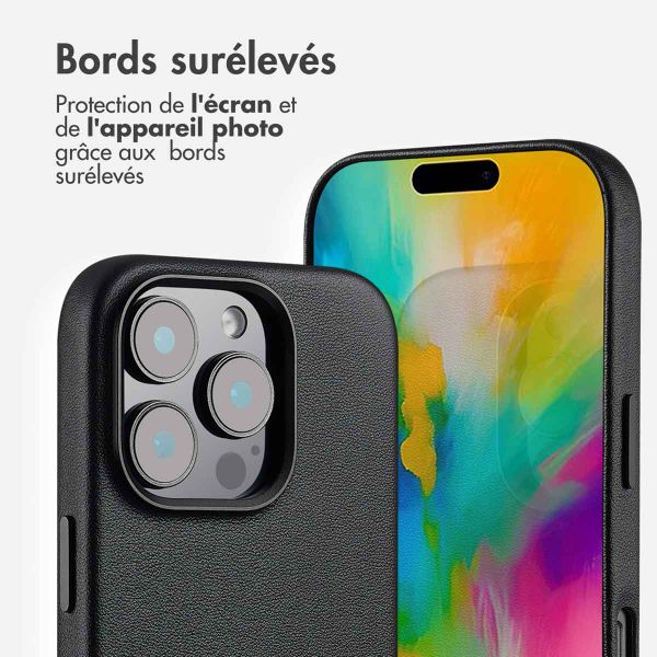 Accezz Coque arrière en cuir avec MagSafe iPhone 16 Pro - Onyx Black