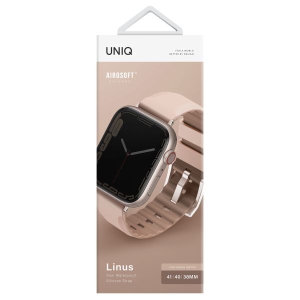 Uniq Bracelet Linus AiroSoft™ en silicone Apple Watch Series 1 t/m 9 / SE (38/40/41 mm) | Series 10 / 11 (42 mm) - Rose Pink