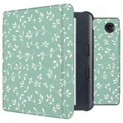 imoshion Design Slim Hard Sleepcover avec support Kobo Libra Colour - Smoke Green Flowers