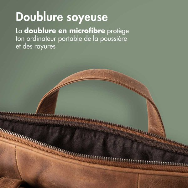 Accezz Leather Sac ordinateur 16 pouces - Cognac