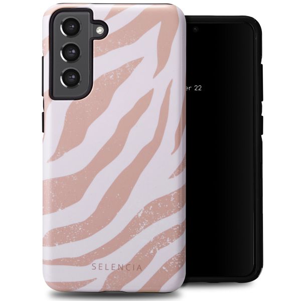 Selencia Coque arrière Vivid Tough Samsung Galaxy S21 FE - Colorful Zebra Old Pink