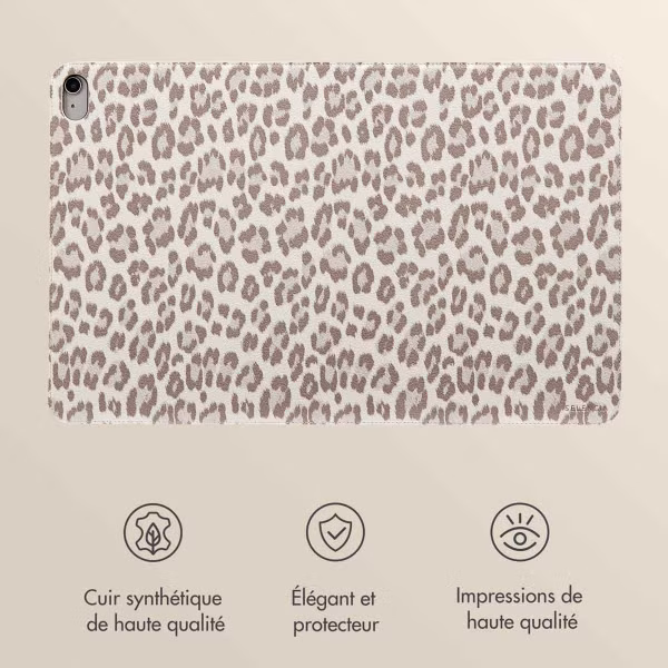 Selencia Coque tablette Sabi avec imprimé léopard Apple iPad 11 (2025) 11 pouces A16 / iPad 10 (2022) 10.9 pouces - Soft Ivory