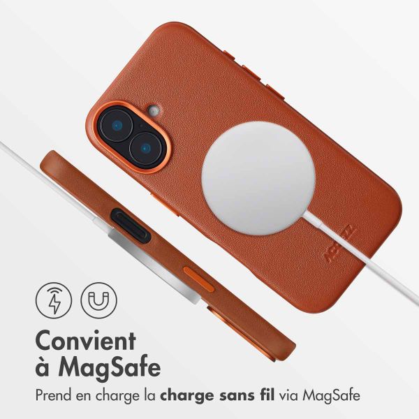 Accezz Coque arrière en cuir avec MagSafe Apple iPhone 16 - Sienna Brown