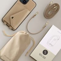 Selencia Coque à cordon avec porte-cartes enveloppe Sera iPhone 14 - Beige