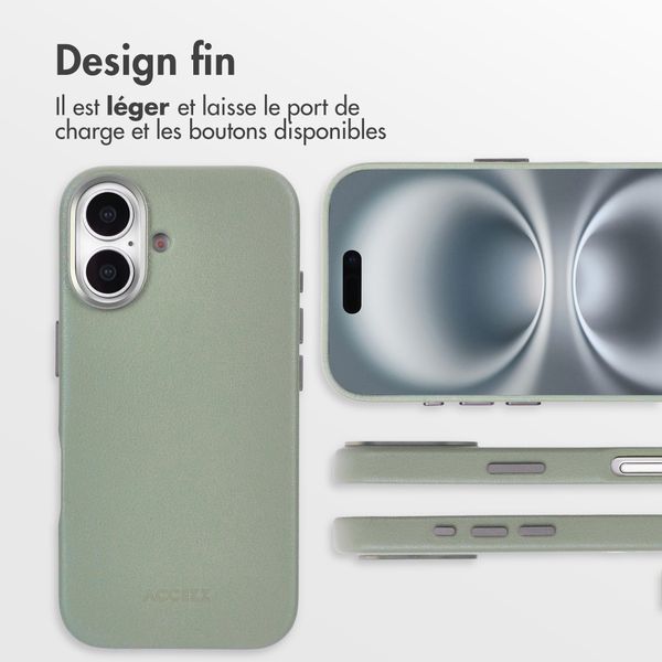 Accezz Coque arrière en cuir avec MagSafe Apple iPhone 16 - Light Grey