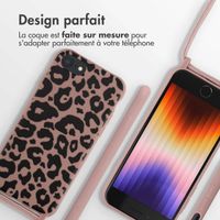imoshion Coque design en silicone avec cordon Apple iPhone SE (2022 / 2020) / 8 / 7 - Animal Pink