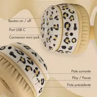 imoshion Édition Spéciale - Casque sans fil pour enfants avec imprimé léopard LED Light Cat Ear - Limiteur de décibels - Avec câble AUX - Léopard