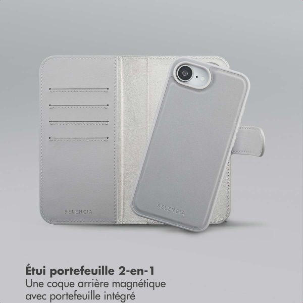 Selencia Étui portefeuille amovible Olyn avec MagSafe Apple iPhone 16e - Gris
