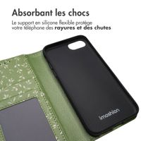 imoshion Étui de télephone portefeuille Design Apple iPhone SE (2022 / 2020) / 8 / 7 / 6(s) - Green Flowers