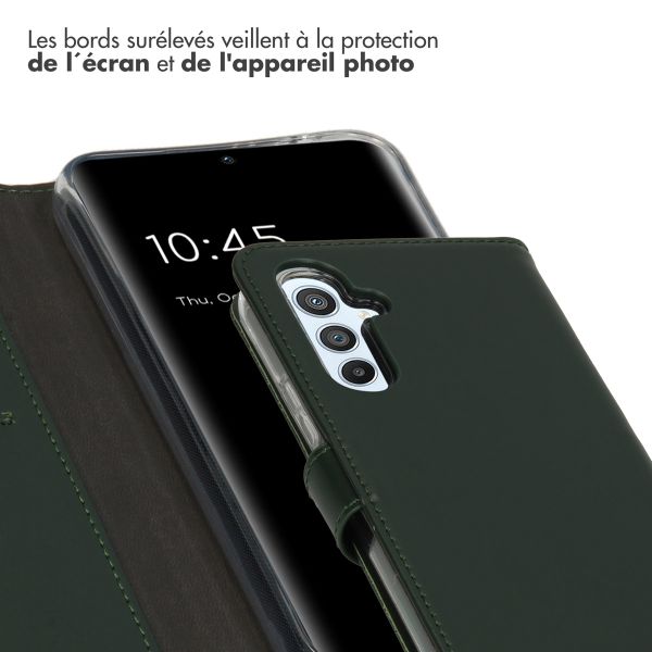 Selencia Étui portefeuille en cuir véritable Samsung Galaxy A54 (5G) - Vert