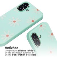 imoshion Coque design en silicone avec cordon Apple iPhone 16 - Green Flower Distance