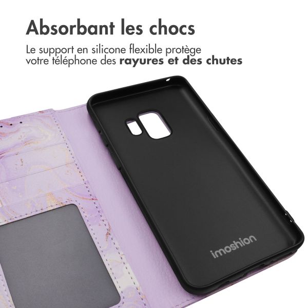 imoshion Étui de télephone portefeuille Design Samsung Galaxy S9 - Purple Marble