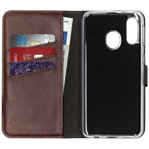 Selencia Étui portefeuille en cuir véritable Samsung Galaxy A40 - Marron