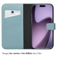 Selencia Étui portefeuille en cuir véritable Apple iPhone 17 - Bleu clair