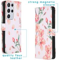 imoshion Design Softcase Bookcase Samsung Galaxy S21 Ultra - Blossom Watercolor