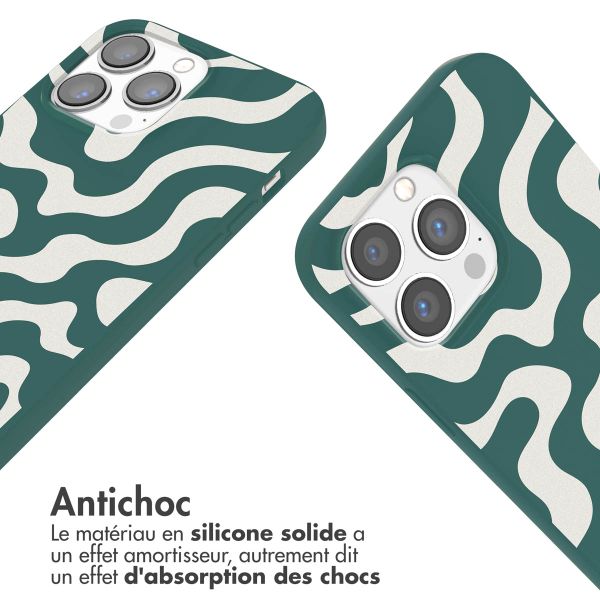 imoshion Coque design en silicone avec cordon Apple iPhone 13 Pro - Petrol Green Groovy