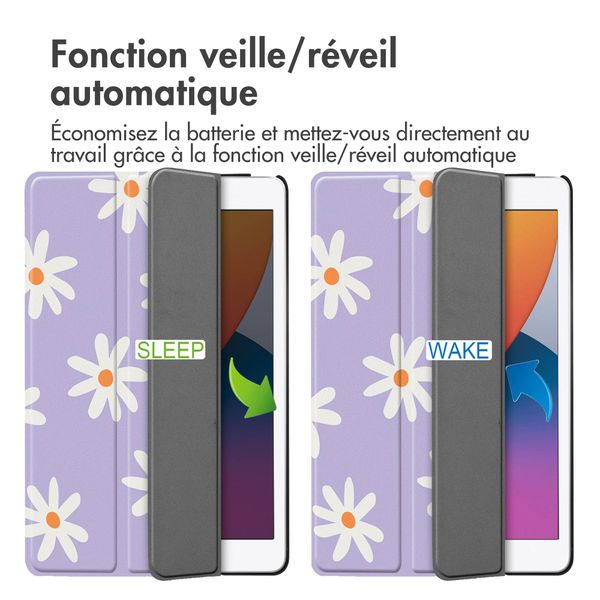 imoshion Coque tablette Design Trifold Apple iPad 9 (2021) 10.2 pouces / iPad 8 (2020) 10.2 pouces / iPad 7 (2019) 10.2 pouces - Flowers Distance