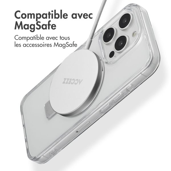 Accezz Coque Ring Stand avec MagSafe iPhone 15 Pro - Transparent