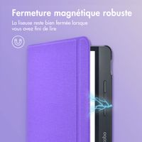 imoshion Étui de liseuse portefeuille Canvas Sleepcover avec support Kobo Libra H2O - Violet