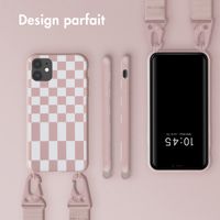 Selencia ﻿Coque design en silicone avec cordon amovible iPhone 11 - Irregular Check Sand Pink