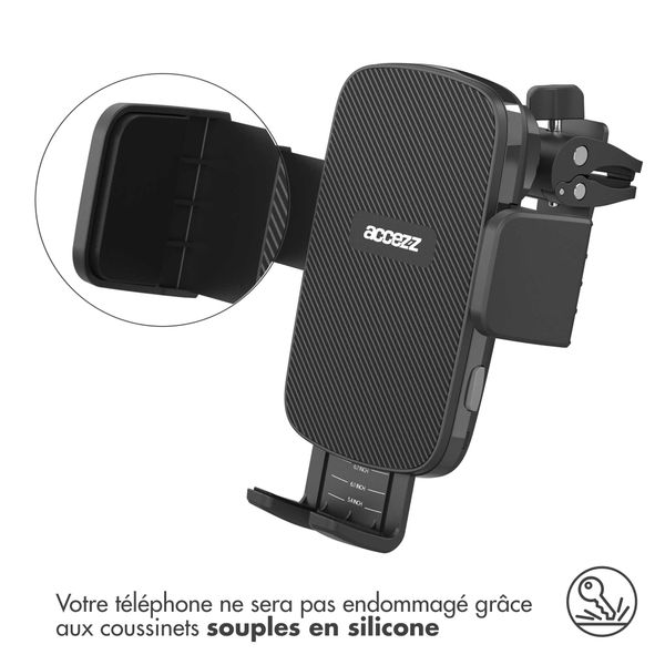 Accezz Support de téléphone pour voiture iPhone 14 Pro - Chargeur sans fil - Grille d'aération - Noir