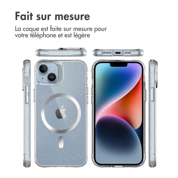imoshion Coque arrière transparente Pailletée avec MagSafe Apple iPhone 14 - Argent