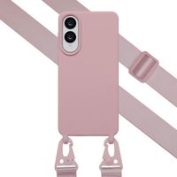 Selencia Coque silicone avec cordon amovible Samsung Galaxy S25 Edge - Sand Pink