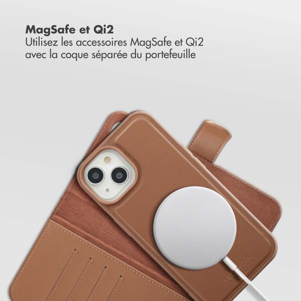 Selencia Étui portefeuille amovible Olyn avec MagSafe Apple iPhone 15 - Marron