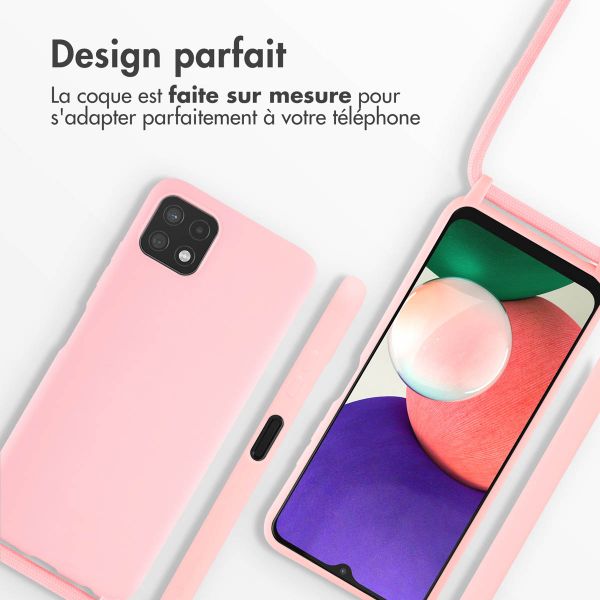imoshion Coque en silicone avec cordon Samsung Galaxy A22 (5G) - Rose