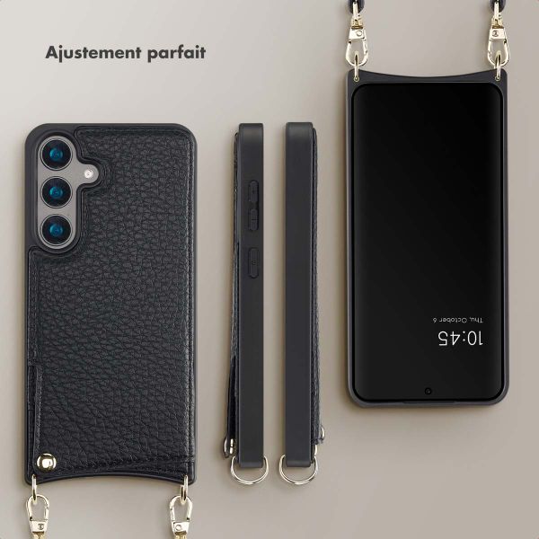 Selencia Coque arrière avec cordon et porte-cartes Nova Samsung Galaxy S24  - Noir