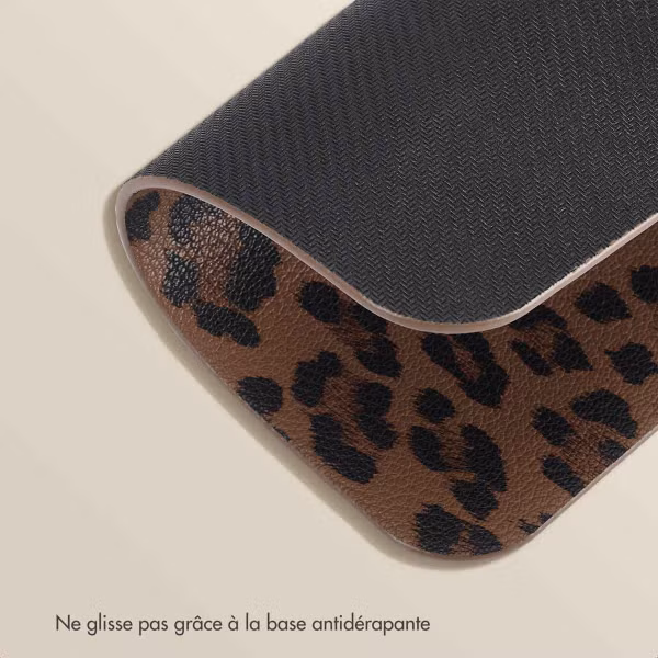 Selencia Sabi Tapis de Souris en Similicuir imprimé panthère - 20 x 24 cm - Mocha Brown