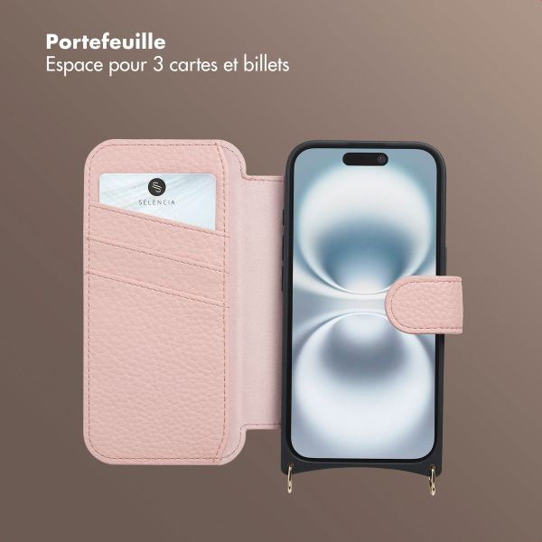 Selencia Étui Riva avec MagSafe et cordon de téléphone Apple iPhone 16 - Old Pink