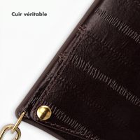 Selencia Nova coque arrière en cuir véritable avec porte-cartes Apple iPhone 15 Pro - Dark Chocolate