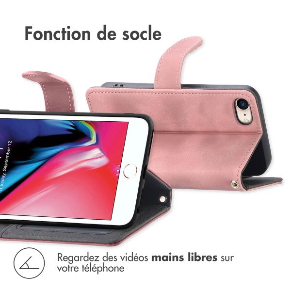 imoshion Etui de télephone portefeuille avec cordon Apple iPhone SE (2022 / 2020) / 8 / 7 - Rose
