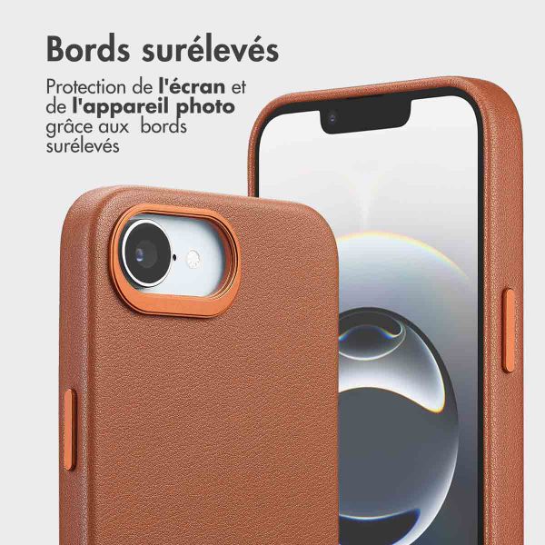 Accezz Étui de télephone portefeuille en cuir 2-en-1 avec MagSafe Apple iPhone 16e - Sienna Brown