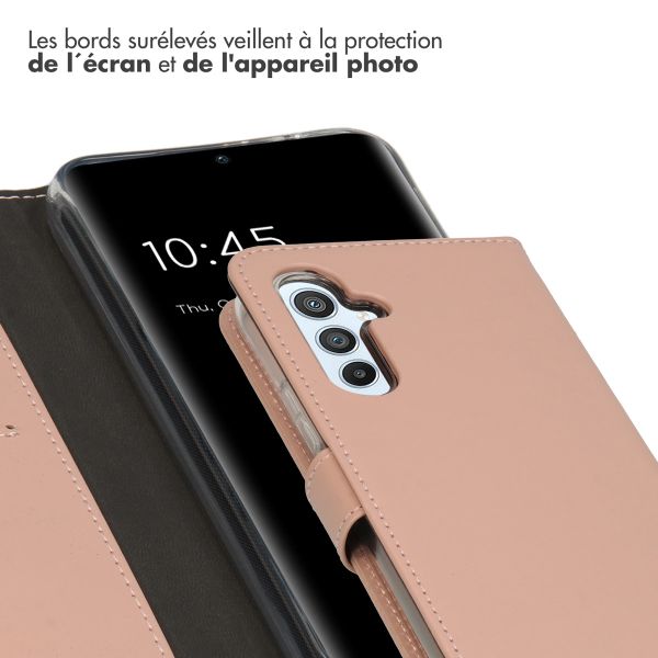 Selencia Étui portefeuille en cuir véritable Samsung Galaxy A54 (5G) - Rose