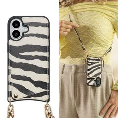 Selencia Coque de télephone Nova avec cordon et porte-cartes Apple iPhone 16 - Zazzy Zebra