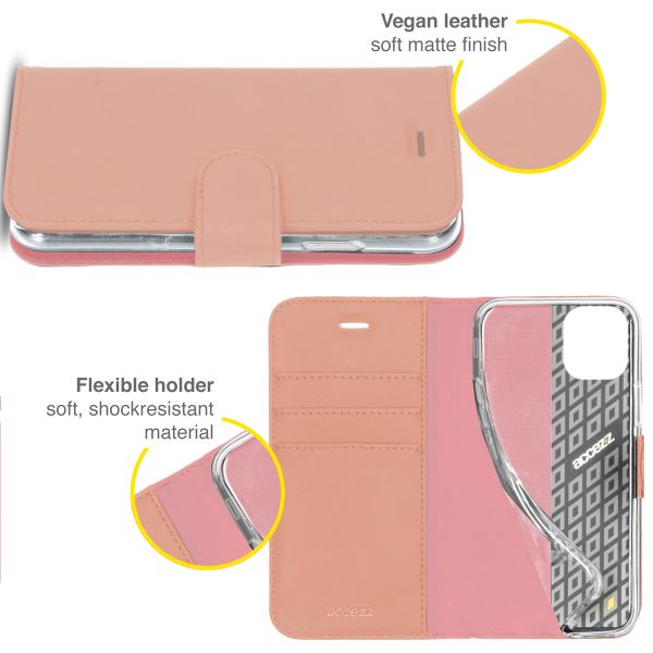 Accezz Étui de téléphone portefeuille Wallet iPhone 13 Pro - Rose Champagne